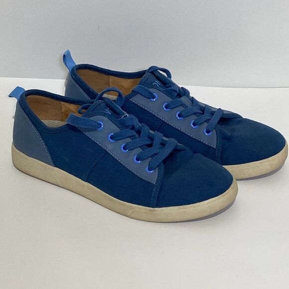 Vionic Pisces Blue Canvas Sneakers Lace Up Casual Shoes - Women's Size Size 8 - Picture 1 of 9